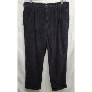 Trilogy Mens Black Soft Corduroy 100% Cotton Double Pleated Cuffed Pants 36x30